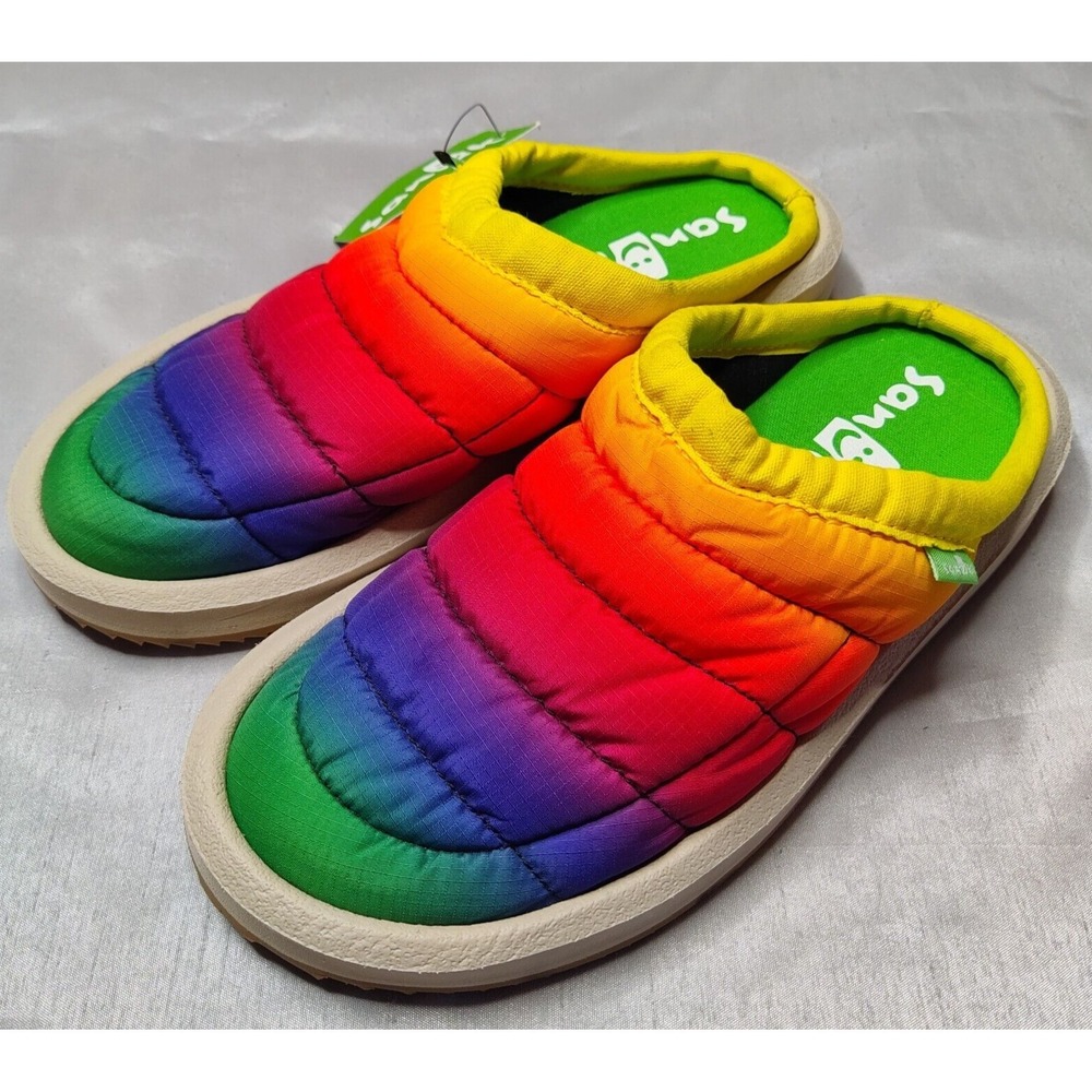 SANUK Girls Size 3 Lil Puffer Low Rainbow Mule Sandal Slippersā NEW